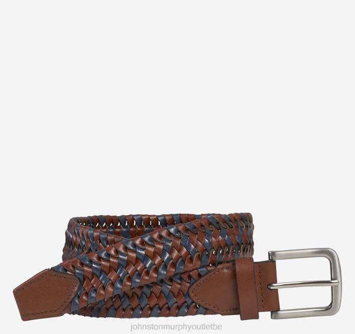 Johnston & Murphy Hommes ceinture en cuir stretch tressé TXRN996 accessoire acajou/marine