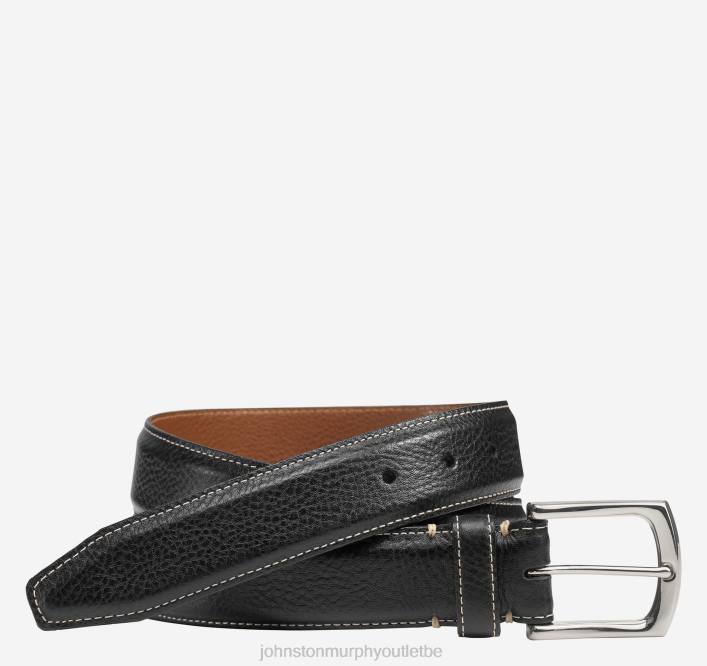 Johnston & Murphy Hommes ceinture en cuir surpiquée TXRN1099 accessoire noir