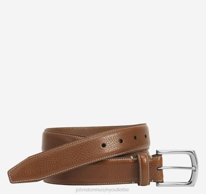Johnston & Murphy Hommes ceinture en cuir surpiquée TXRN1100 accessoire bronzer