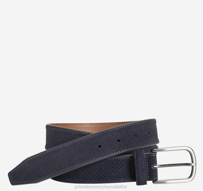 Johnston & Murphy Hommes ceinture en daim perforée TXRN1132 accessoire marine