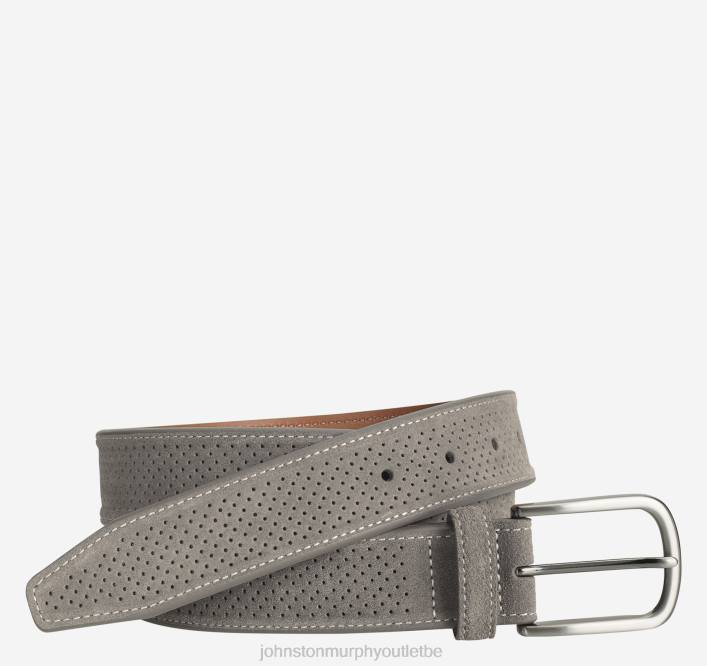 Johnston & Murphy Hommes ceinture en daim perforée TXRN1133 accessoire gris
