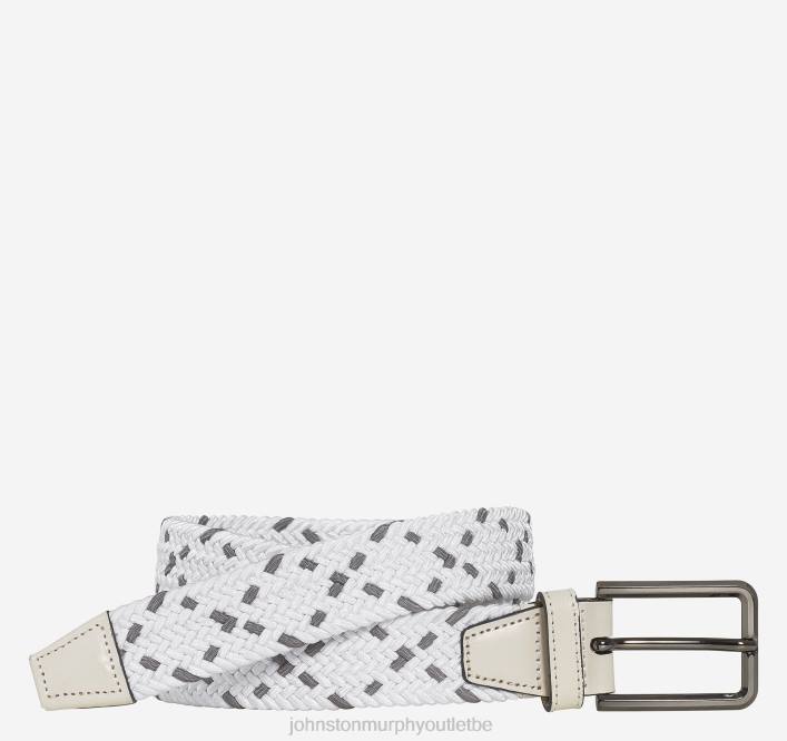 Johnston & Murphy Hommes ceinture en mailles stretch tissées TXRN1138 accessoire blanc/gris
