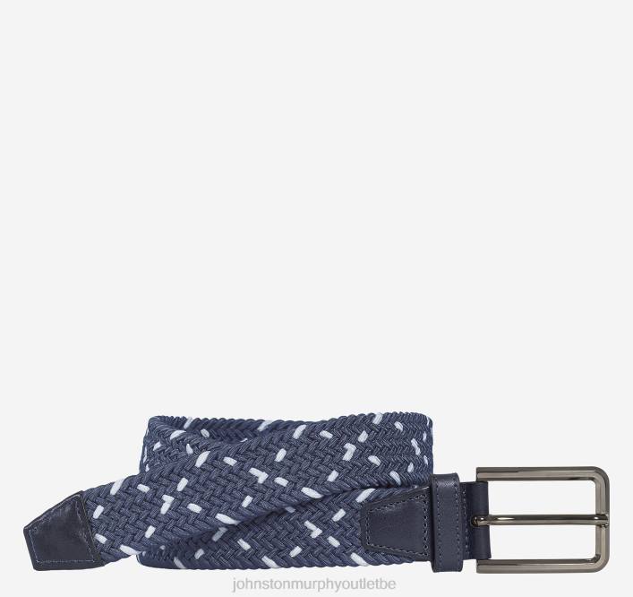 Johnston & Murphy Hommes ceinture en mailles stretch tissées TXRN1139 accessoire bleu marine/blanc