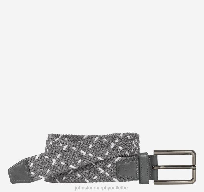 Johnston & Murphy Hommes ceinture en mailles stretch tissées TXRN1140 accessoire gris/blanc