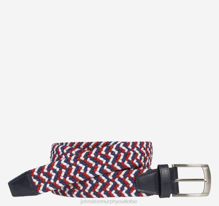 Johnston & Murphy Hommes ceinture en mailles stretch tissées TXRN1143 accessoire rouge blanc bleu