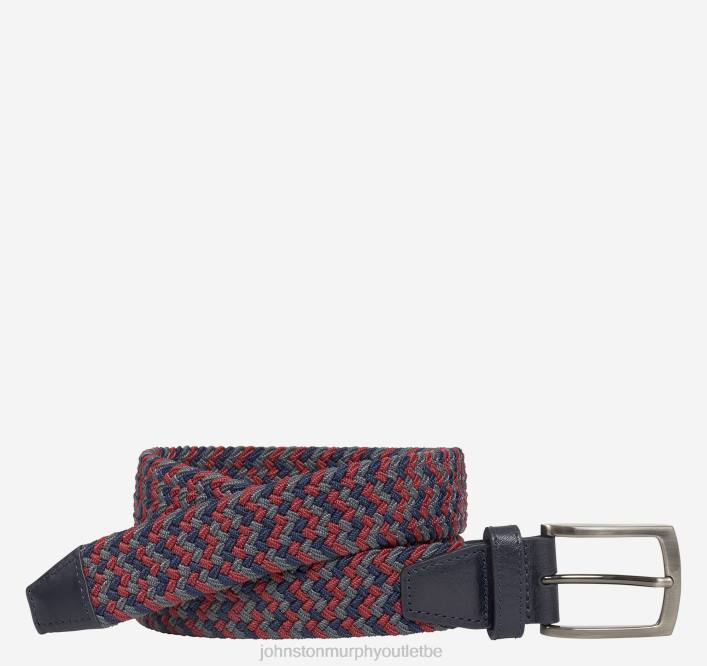 Johnston & Murphy Hommes ceinture en mailles stretch tissées TXRN1149 accessoire rouge/marine/gris