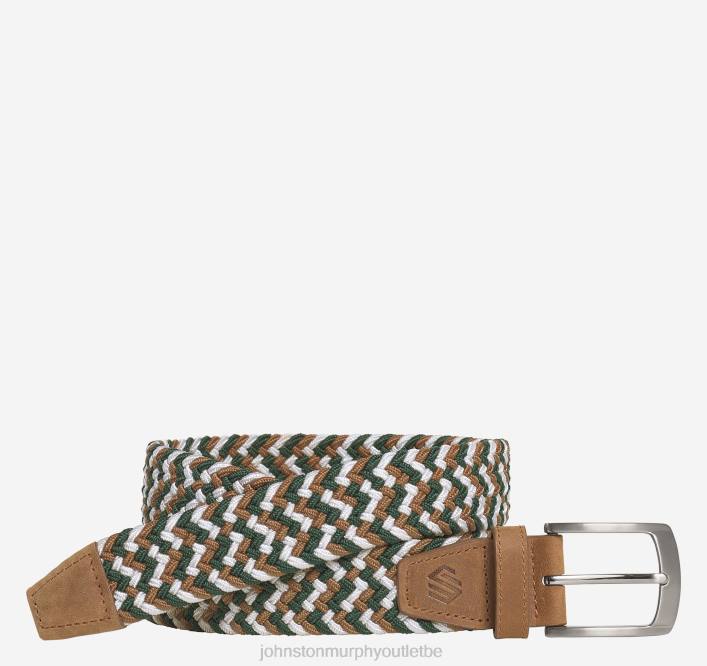 Johnston & Murphy Hommes ceinture en mailles stretch tissées TXRN1150 accessoire vert/marron/blanc