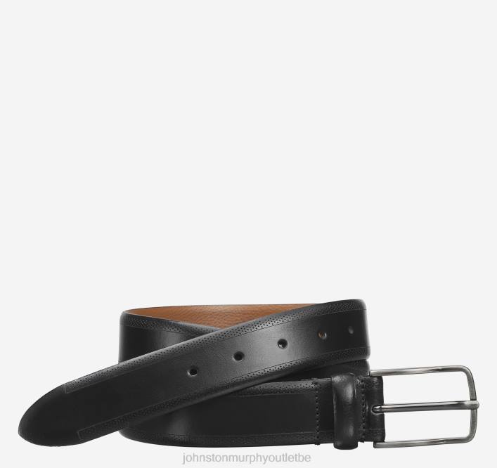 Johnston & Murphy Hommes ceinture gaufrée à bords perforés TXRN1029 accessoire noir