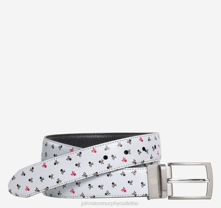 Johnston & Murphy Hommes ceinture réversible en cuir imprimé TXRN979 accessoire noir/crânes