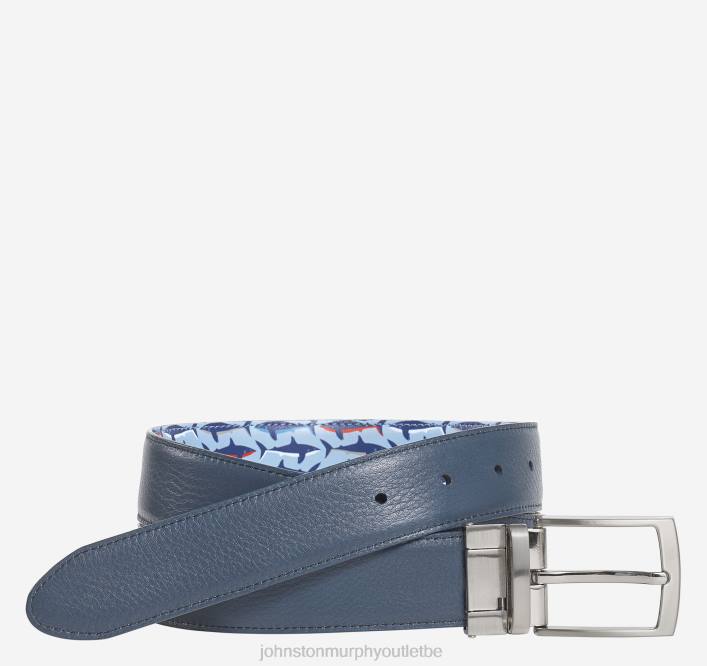 Johnston & Murphy Hommes ceinture réversible en cuir imprimé TXRN980 accessoire marine/requins