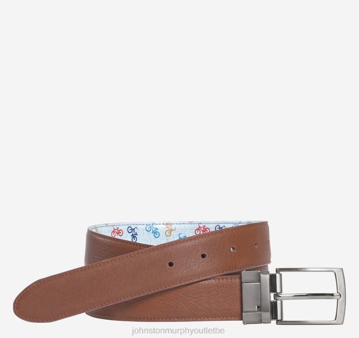 Johnston & Murphy Hommes ceinture réversible en cuir imprimé TXRN981 accessoire bronzage/vélos