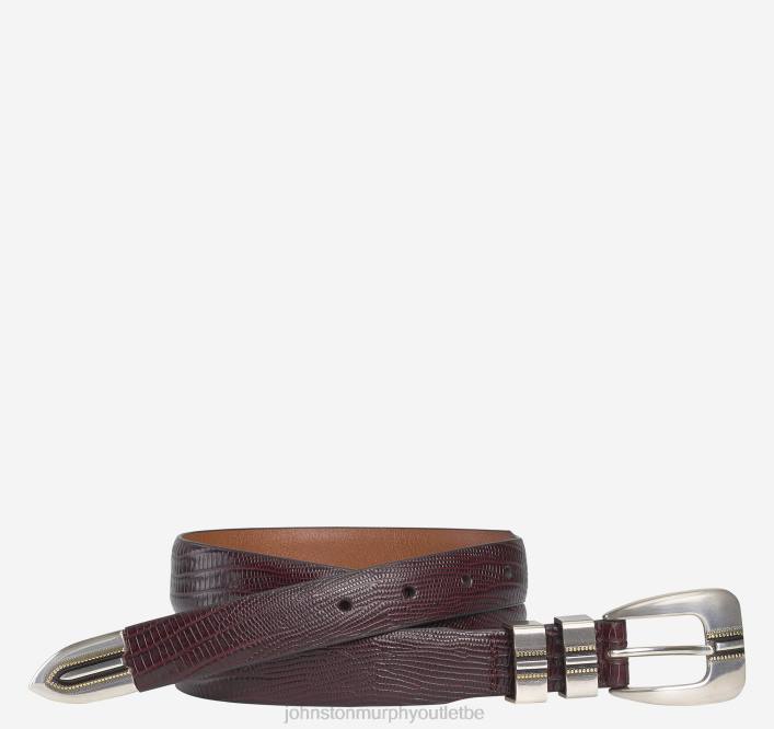 Johnston & Murphy Hommes ceinture ranger en grain de lézard TXRN1000 accessoire Bourgogne