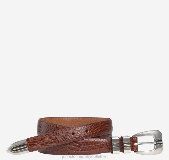 Johnston & Murphy Hommes ceinture ranger en grain de lézard TXRN999 accessoire Cognac