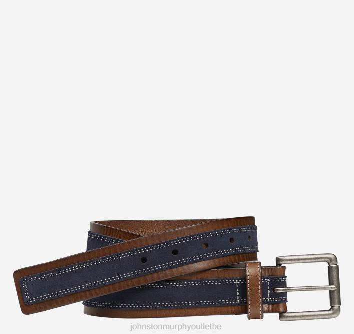 Johnston & Murphy Hommes ceinture superposée en daim TXRN991 accessoire marron/marine