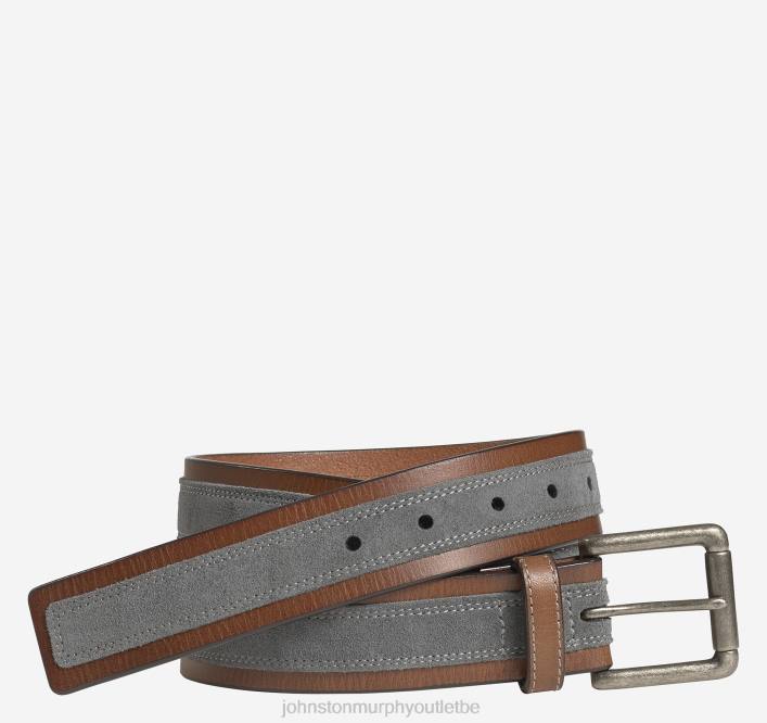 Johnston & Murphy Hommes ceinture superposée en daim TXRN992 accessoire marron/gris