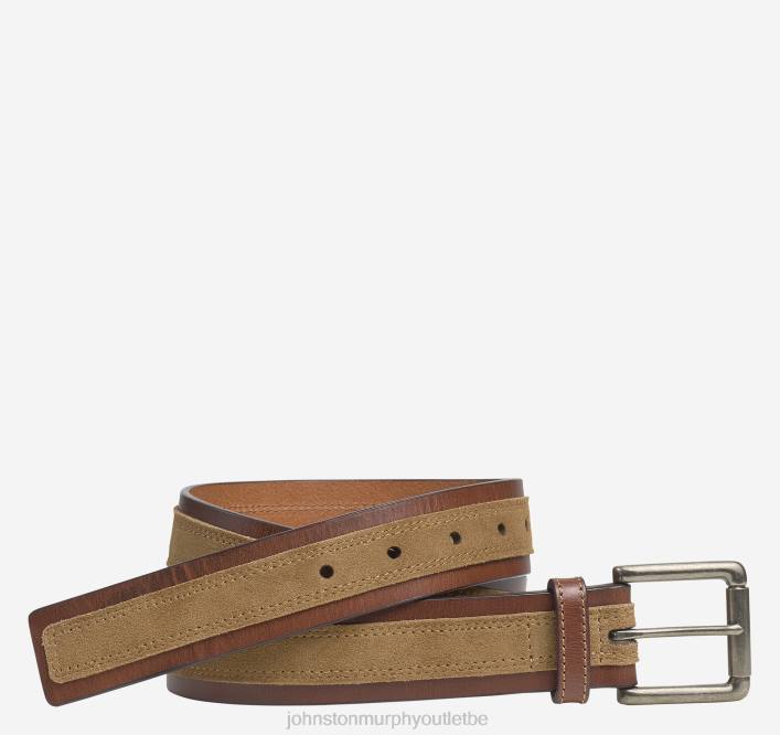 Johnston & Murphy Hommes ceinture superposée en daim TXRN994 accessoire marron/chameau