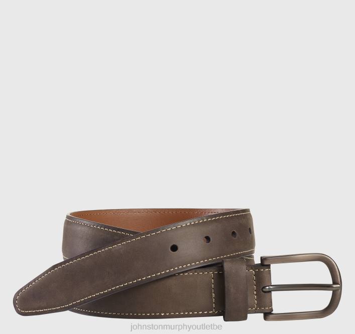 Johnston & Murphy Hommes ceinture à surpiqûres contrastées huilée TXRN1019 accessoire brun