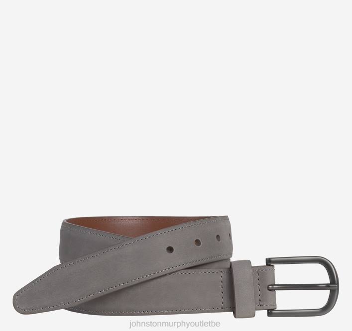 Johnston & Murphy Hommes ceinture à surpiqûres contrastées huilée TXRN1021 accessoire gris