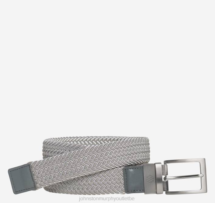 Johnston & Murphy Hommes ceinture tissée stretch réversible TXRN964 accessoire gris/blanc