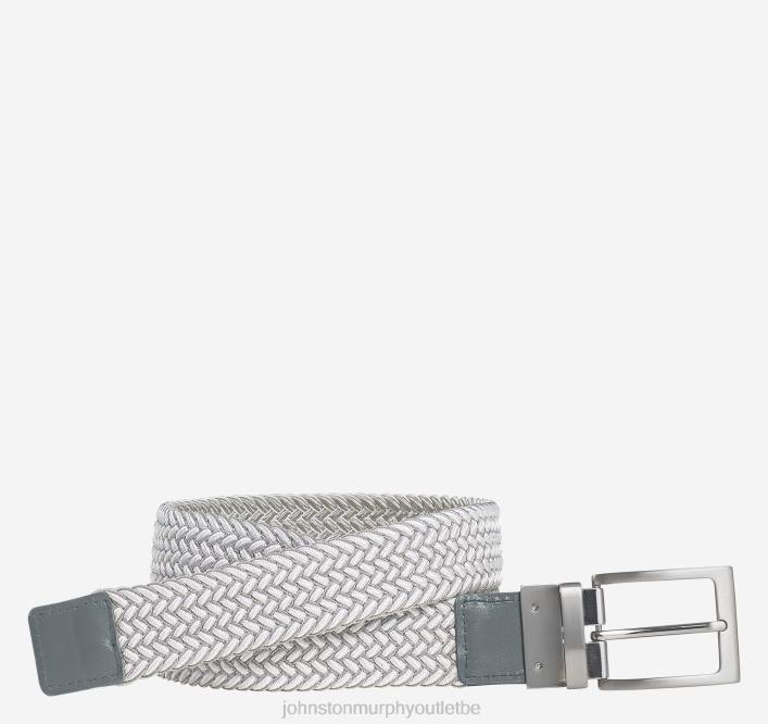 Johnston & Murphy Hommes ceinture tissée stretch réversible TXRN964 accessoire gris/blanc