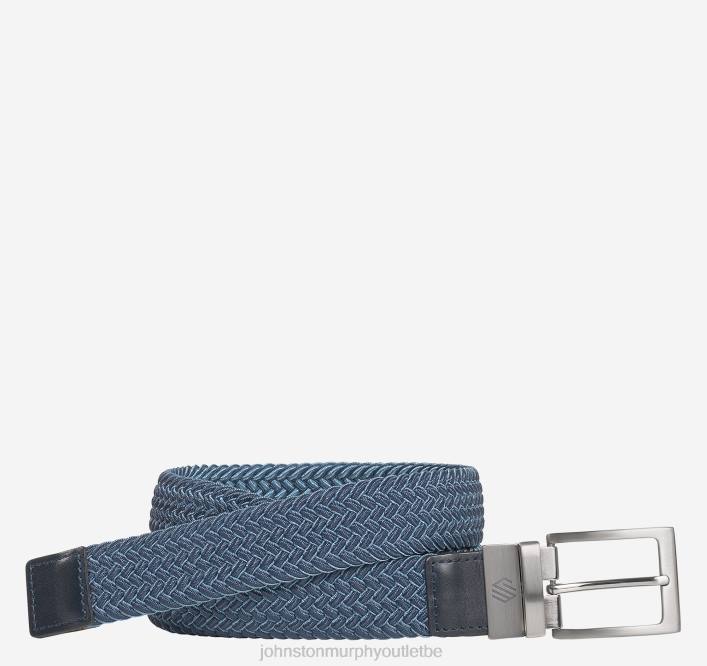 Johnston & Murphy Hommes ceinture tissée stretch réversible TXRN965 accessoire bleu marine