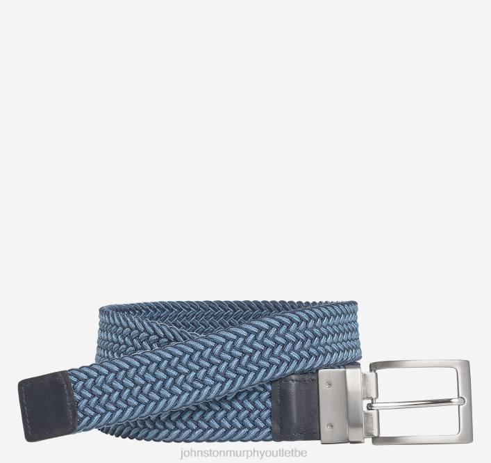 Johnston & Murphy Hommes ceinture tissée stretch réversible TXRN965 accessoire bleu marine