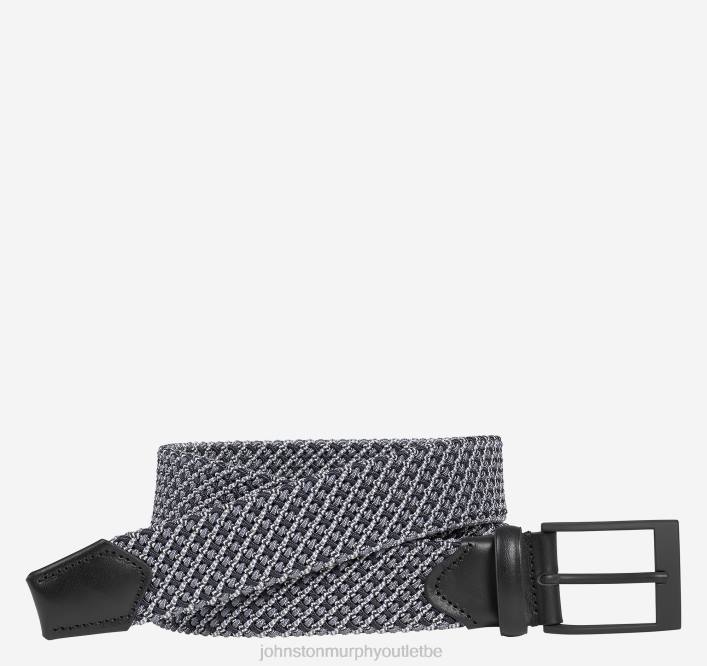 Johnston & Murphy Hommes ceinture tissée tubulaire TXRN1066 accessoire gris/blanc