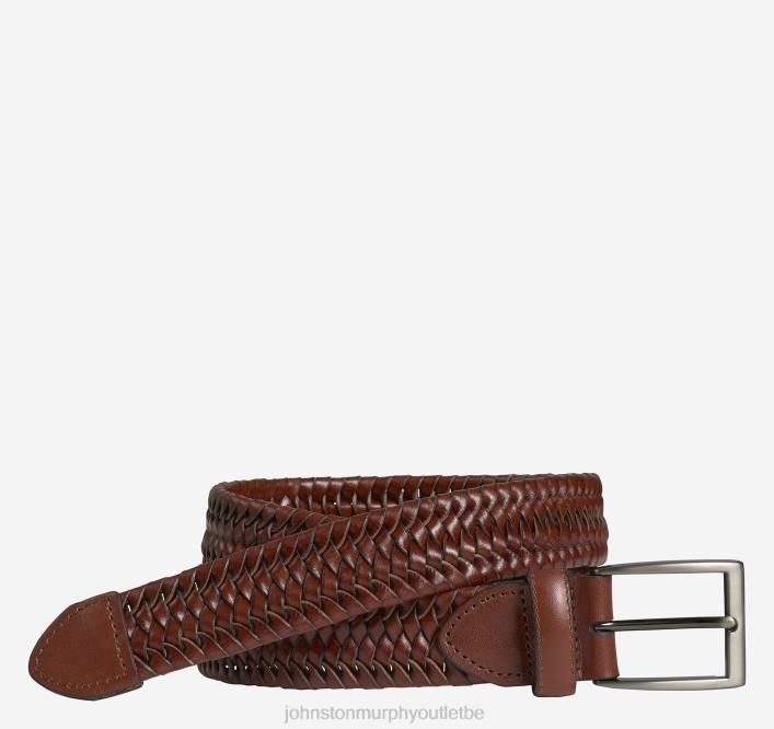 Johnston & Murphy Hommes ceinture tressée en cuir stretch TXRN968 accessoire Cognac