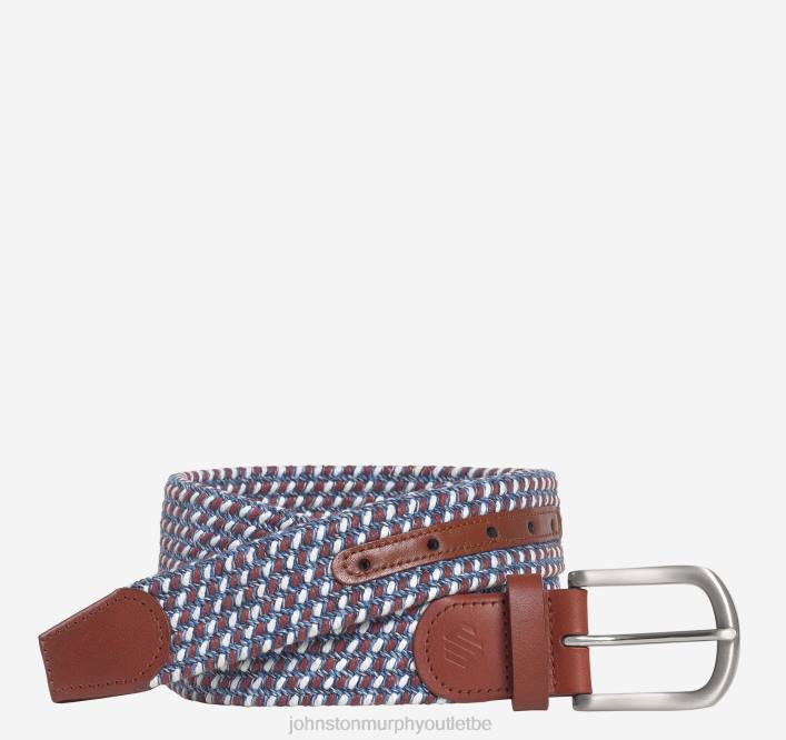 Johnston & Murphy Hommes ceinture tressée multicolore TXRN1127 accessoire rouge blanc bleu