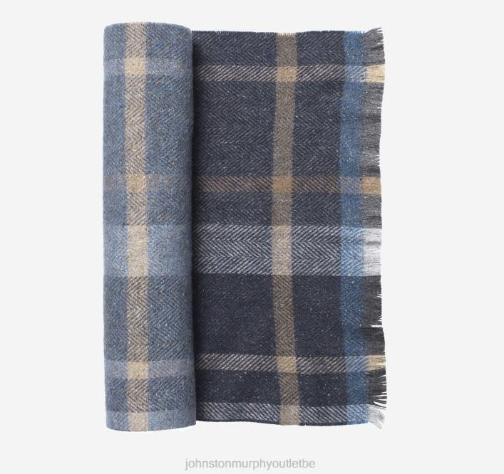 Johnston & Murphy Hommes écharpe donégal TXRN967 accessoire carreaux bleu/gris