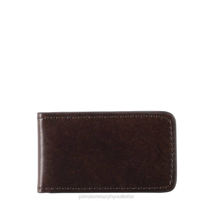 Johnston & Murphy Hommes pince à billets magnétique en cuir italien TXRN1151 accessoire acajou