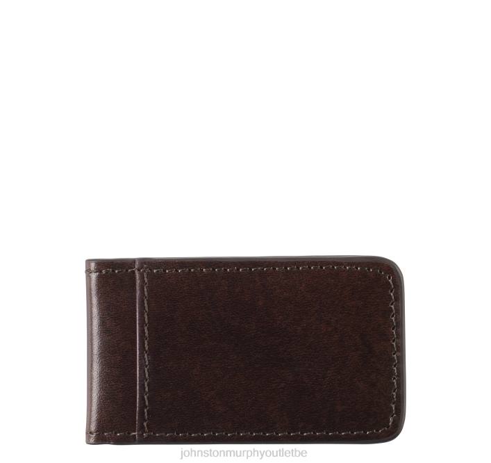 Johnston & Murphy Hommes pince à billets magnétique en cuir italien TXRN1151 accessoire acajou