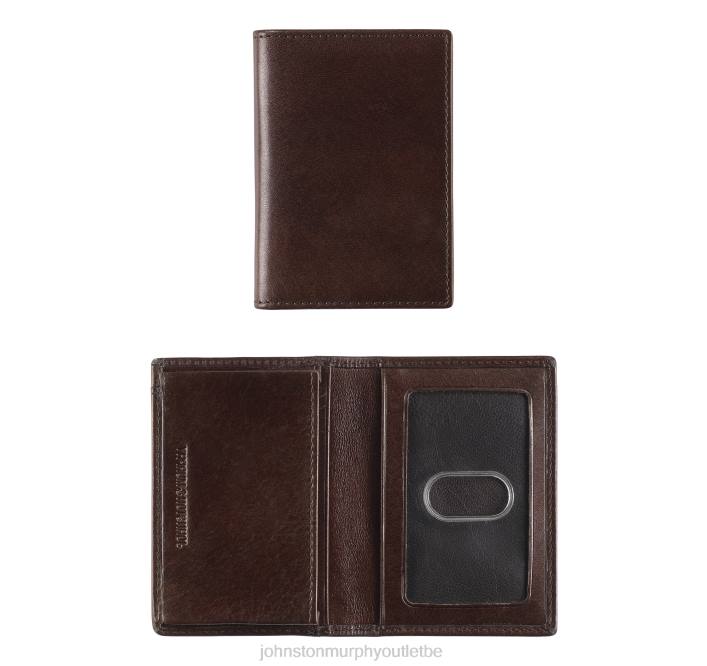 Johnston & Murphy Hommes porte-cartes à deux volets en cuir italien TXRN1109 accessoire acajou