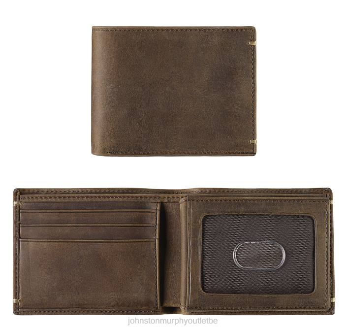 Johnston & Murphy Hommes portefeuille à deux volets TXRN1106 accessoire grains entiers huilés beiges