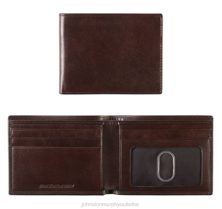 Johnston & Murphy Hommes portefeuille fin en cuir italien TXRN1102 accessoire acajou