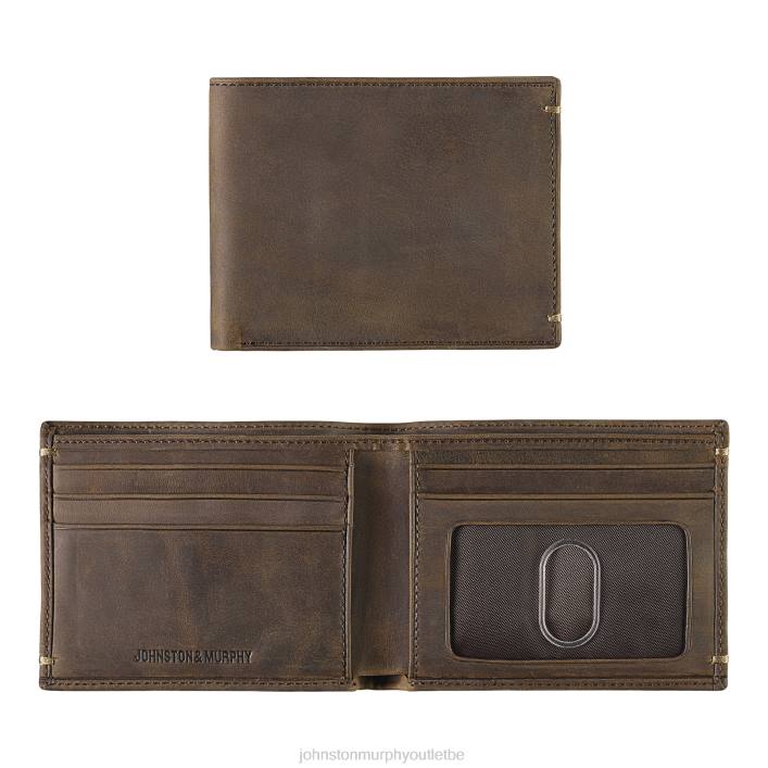 Johnston & Murphy Hommes portefeuille mince TXRN1114 accessoire grains entiers huilés beiges