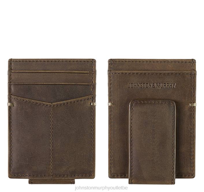 Johnston & Murphy Hommes portefeuille/pince à billets avec poche avant TXRN1056 accessoire grains entiers huilés beiges