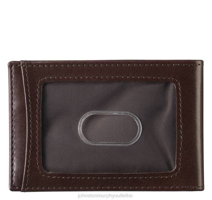 Johnston & Murphy Hommes portefeuille à pince à billets en cuir italien à deux volets TXRN1087 accessoire acajou