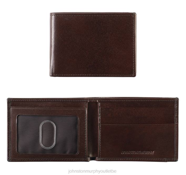 Johnston & Murphy Hommes portefeuille super fin en cuir italien TXRN1013 accessoire acajou