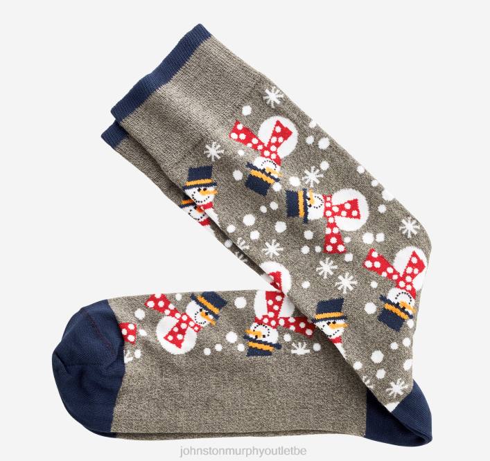 Johnston & Murphy Hommes chaussettes en coton pima sur le thème des fêtes TXRN1005 accessoire bonhommes de neige gris