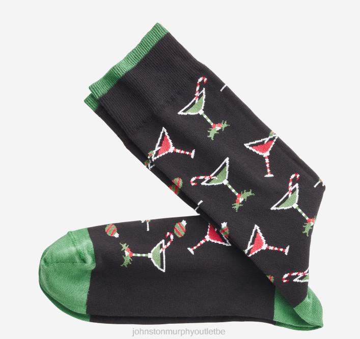 Johnston & Murphy Hommes chaussettes en coton pima sur le thème des fêtes TXRN1007 accessoire martinis noirs de vacances