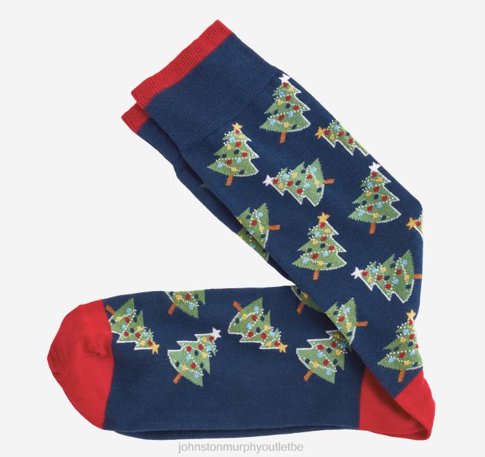 Johnston & Murphy Hommes chaussettes en coton pima sur le thème des fêtes TXRN1008 accessoire arbres de Noël de la marine