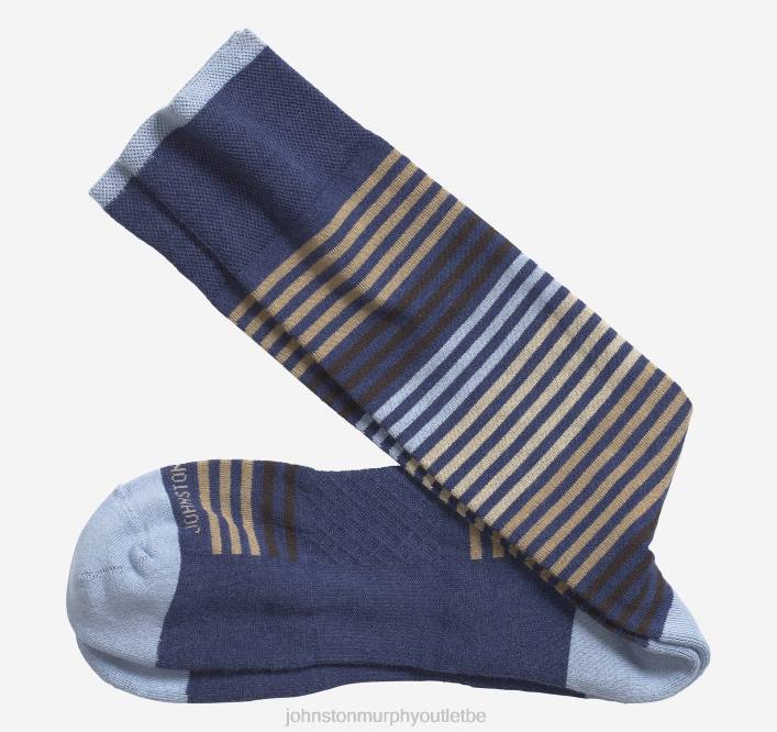 Johnston & Murphy Hommes premières chaussettes confortables à rayures chinées TXRN1037 accessoire bleu
