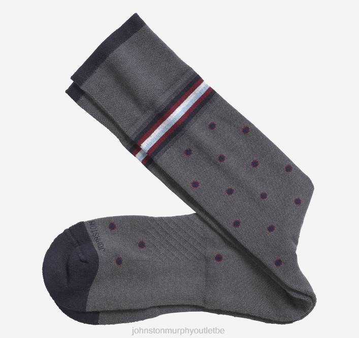 Johnston & Murphy Hommes premières chaussettes confortables à rayures et à pois TXRN1035 accessoire gris