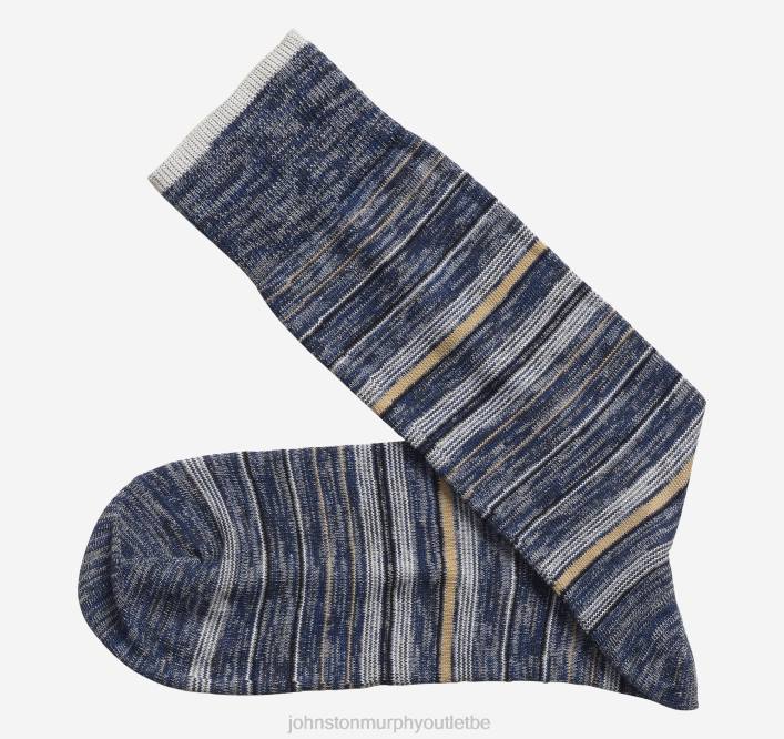 Johnston & Murphy Hommes chaussettes à rayures chinées TXRN1091 accessoire rayure panachée bleu marine