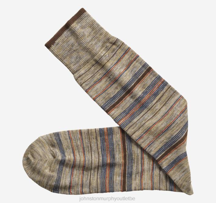 Johnston & Murphy Hommes chaussettes à rayures chinées TXRN1092 accessoire rayure panachée kaki