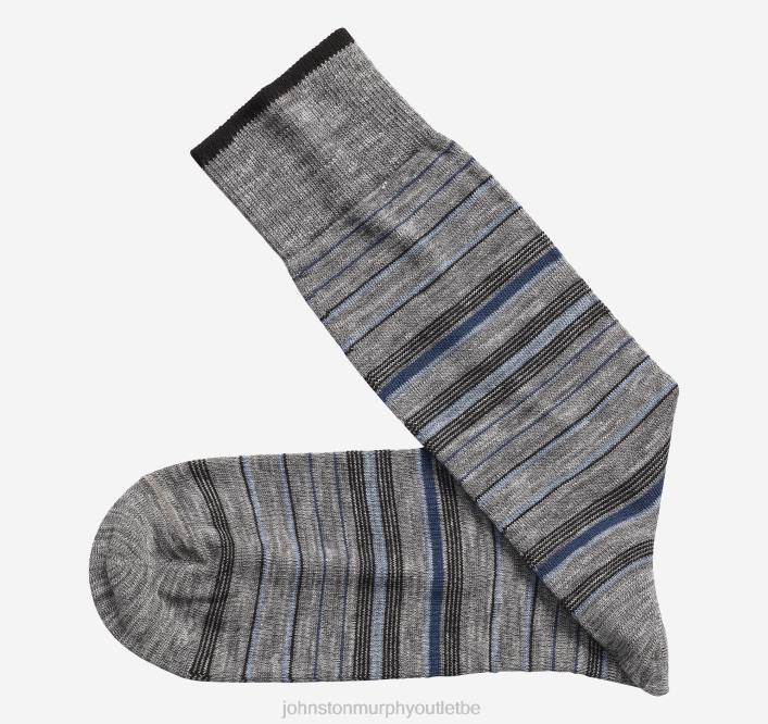 Johnston & Murphy Hommes chaussettes à rayures chinées TXRN1093 accessoire bande panachée de gris