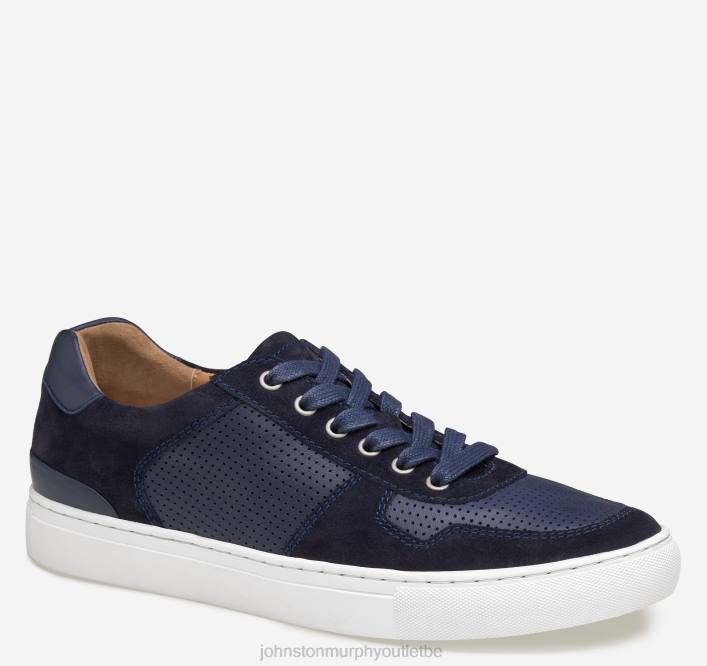 Johnston & Murphy Hommes banques u-gorge TXRN82 chaussures daim bleu marine/peau de mouton lavée