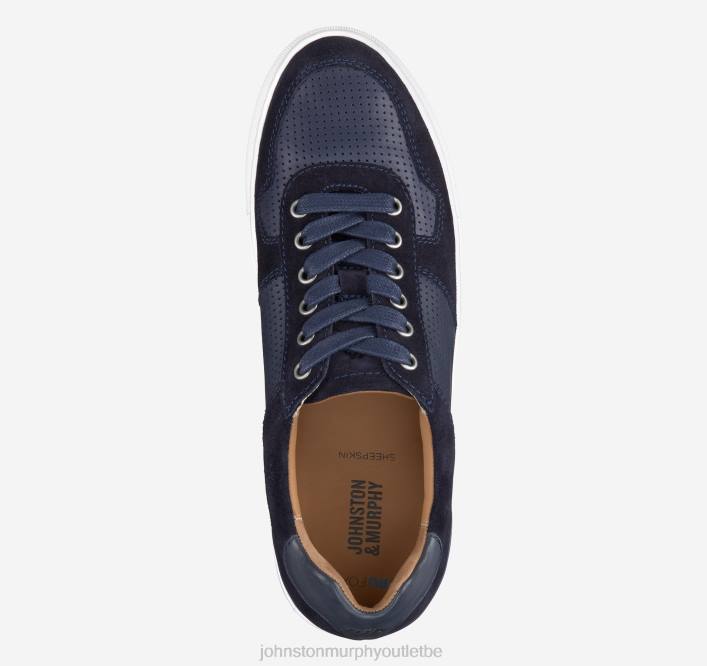 Johnston & Murphy Hommes banques u-gorge TXRN82 chaussures daim bleu marine/peau de mouton lavée