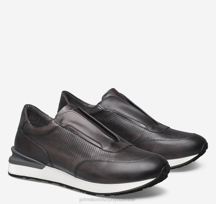 Johnston & Murphy Hommes pantalon de jogging sans lacets Briggs TXRN349 chaussures cuir de veau italien noir